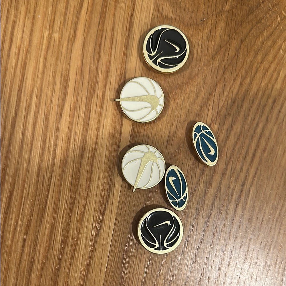 Nike Gold and Black Enamel shoelace Pins